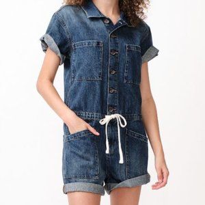 Aeropostale Denim Flight Suit Cotton Jean Romper Size XS